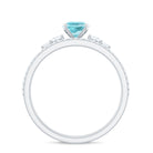 1 CT Oval Sky Blue Topaz Solitaire Ring Set with Diamond Sky Blue Topaz - ( AAA ) - Quality - Rosec Jewels