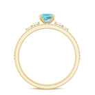 1 CT Oval Sky Blue Topaz Solitaire Ring Set with Diamond Sky Blue Topaz - ( AAA ) - Quality - Rosec Jewels