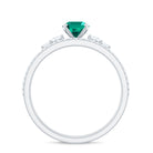 Oval Created Emerald Solitaire Ring Set with Diamond Lab Created Emerald - ( AAAA ) - Quality - Rosec Jewels