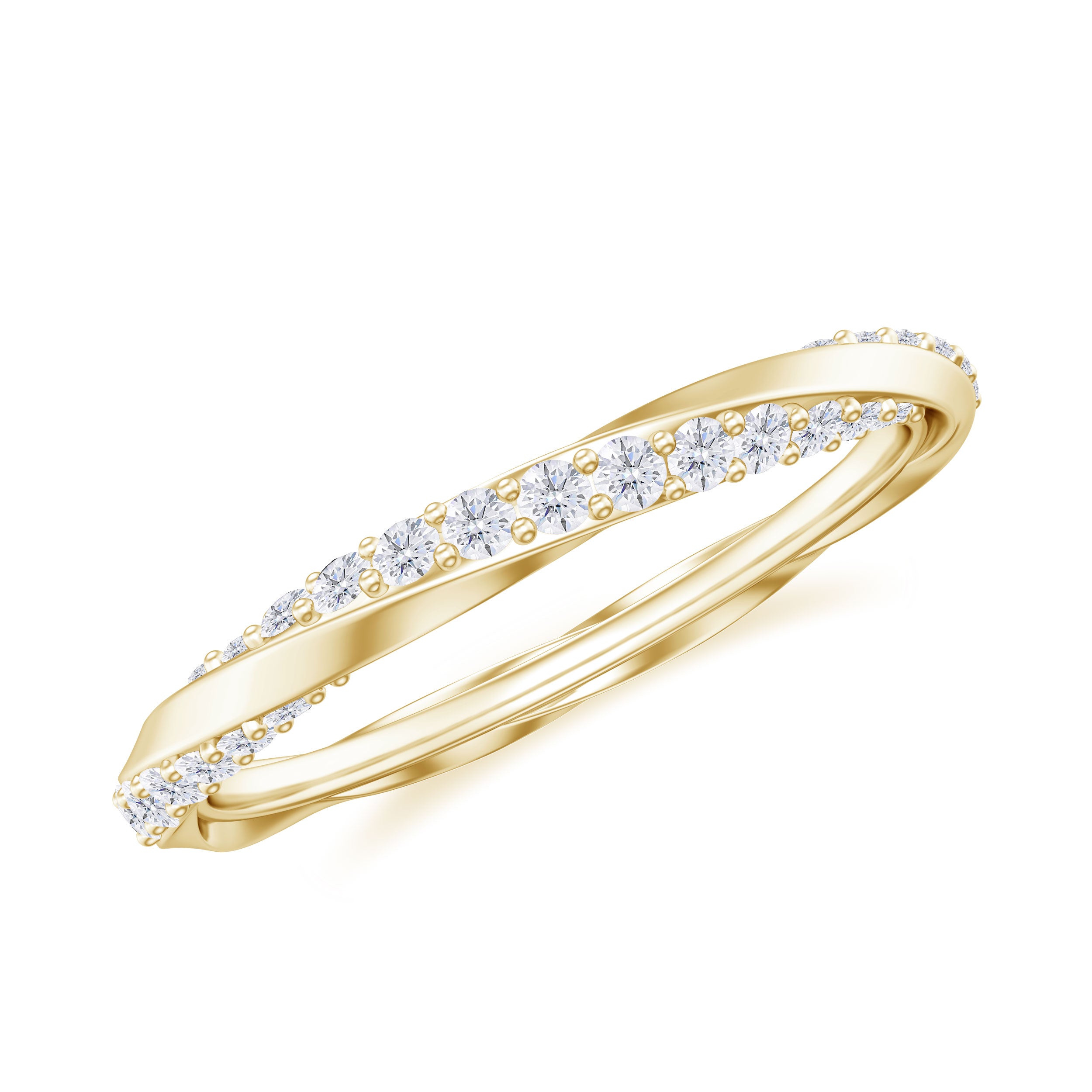 Diamond Gold Twisted Eternity Promise Ring Diamond - ( HI-SI ) - Color and Clarity - Rosec Jewels