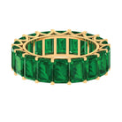 Octagon Cut Lab Grown Emerald Wide Eternity Band Ring Lab Created Emerald - ( AAAA ) - Quality - Rosec Jewels