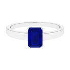 Octagon Cut Lab Created Blue Sapphire Solitaire Ring Lab Created Blue Sapphire - ( AAAA ) - Quality - Rosec Jewels