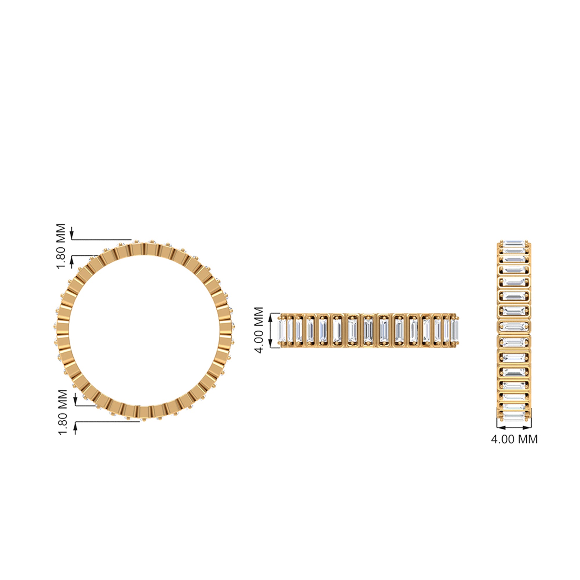 Baguette Cut Diamond Eternity Designer Ring Diamond - ( HI-SI ) - Color and Clarity - Rosec Jewels