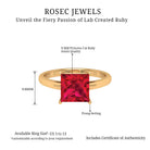 8.00 MM Princess Cut Created Ruby Solitaire Ring Lab Created Ruby - ( AAAA ) - Quality - Rosec Jewels