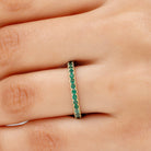 Beaded Bezel Emerald Full Eternity Anniversary Band Ring Emerald - ( AAA ) - Quality - Rosec Jewels