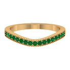 1/4 CT Emerald Curved Stackable Band with Milgrains Emerald - ( AAA ) - Quality - Rosec Jewels