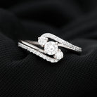 3 Stone Diamond Bypass Engagement Ring Diamond - ( HI-SI ) - Color and Clarity - Rosec Jewels