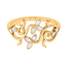 Nature Inspired Diamond Ring with Gold Filigree Details Diamond - ( HI-SI ) - Color and Clarity - Rosec Jewels