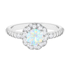 Ethiopian Opal and Diamond Flower Engagement Ring Ethiopian Opal - ( AAA ) - Quality - Rosec Jewels