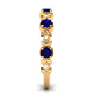 1 CT Floral Inspired Blue Sapphire and Diamond Half Eternity Ring Blue Sapphire - ( AAA ) - Quality - Rosec Jewels