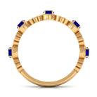 1 CT Floral Inspired Blue Sapphire and Diamond Half Eternity Ring Blue Sapphire - ( AAA ) - Quality - Rosec Jewels