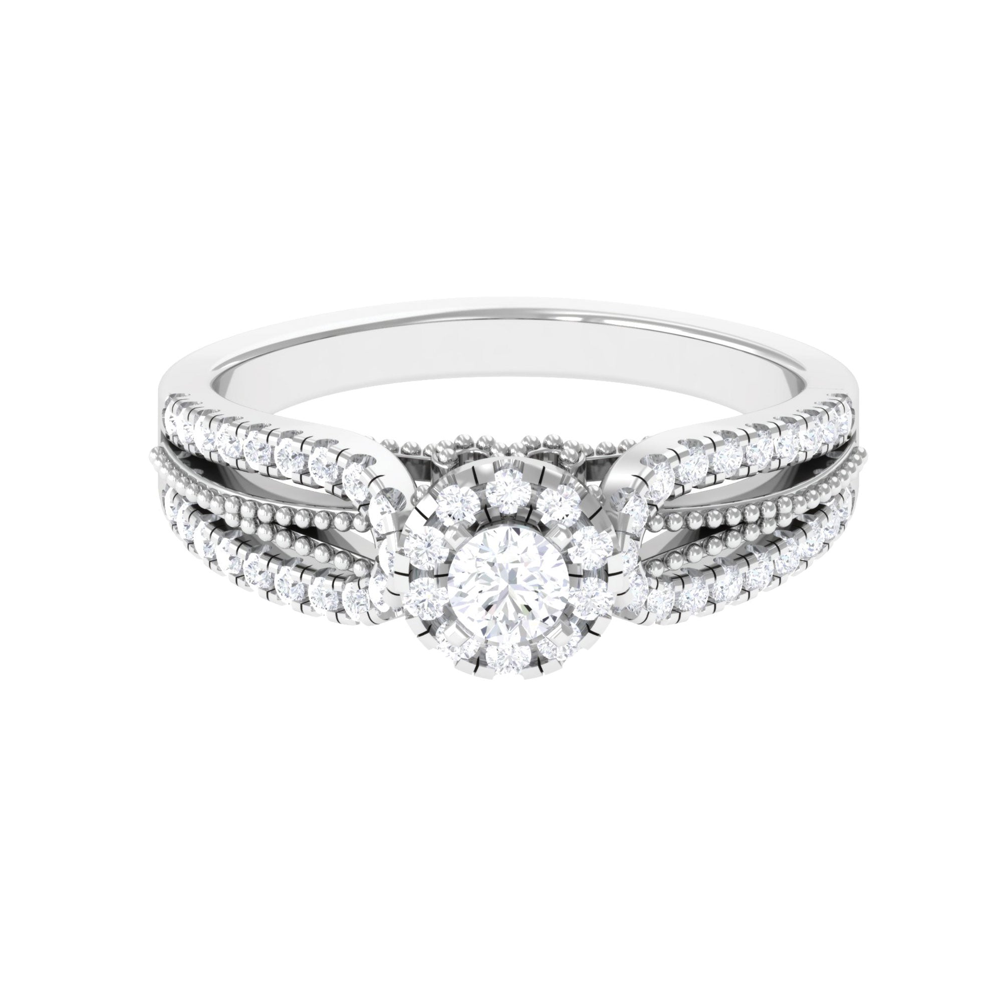 Moissanite Designer Split Shank Engagement Ring Moissanite - ( D-VS1 ) - Color and Clarity - Rosec Jewels