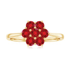 1 CT Created Ruby Cluster Flower Ring in Gold Lab Created Ruby - ( AAAA ) - Quality - Rosec Jewels