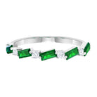 Created Emerald and Diamond Half Eternity Band Ring Lab Created Emerald - ( AAAA ) - Quality - Rosec Jewels