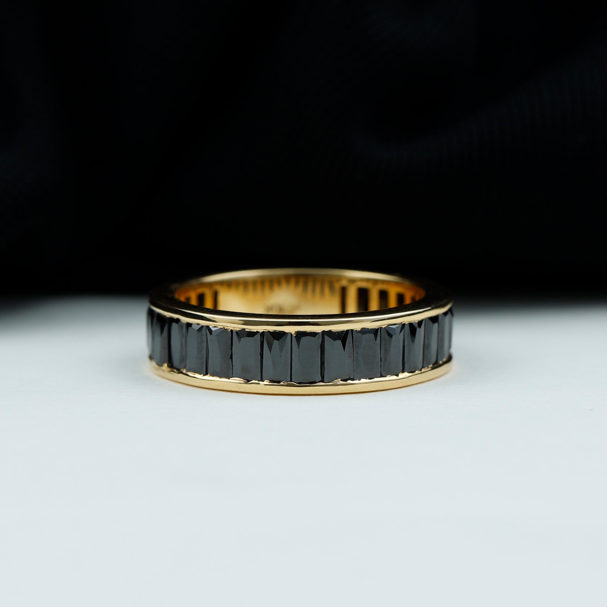 Baguette Cut Black Onyx Eternity Band Ring in Channel Setting Black Onyx - ( AAA ) - Quality - Rosec Jewels