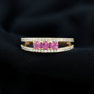 Pink Tourmaline and Diamond Split Shank Anniversary Ring Pink Tourmaline - ( AAA ) - Quality - Rosec Jewels