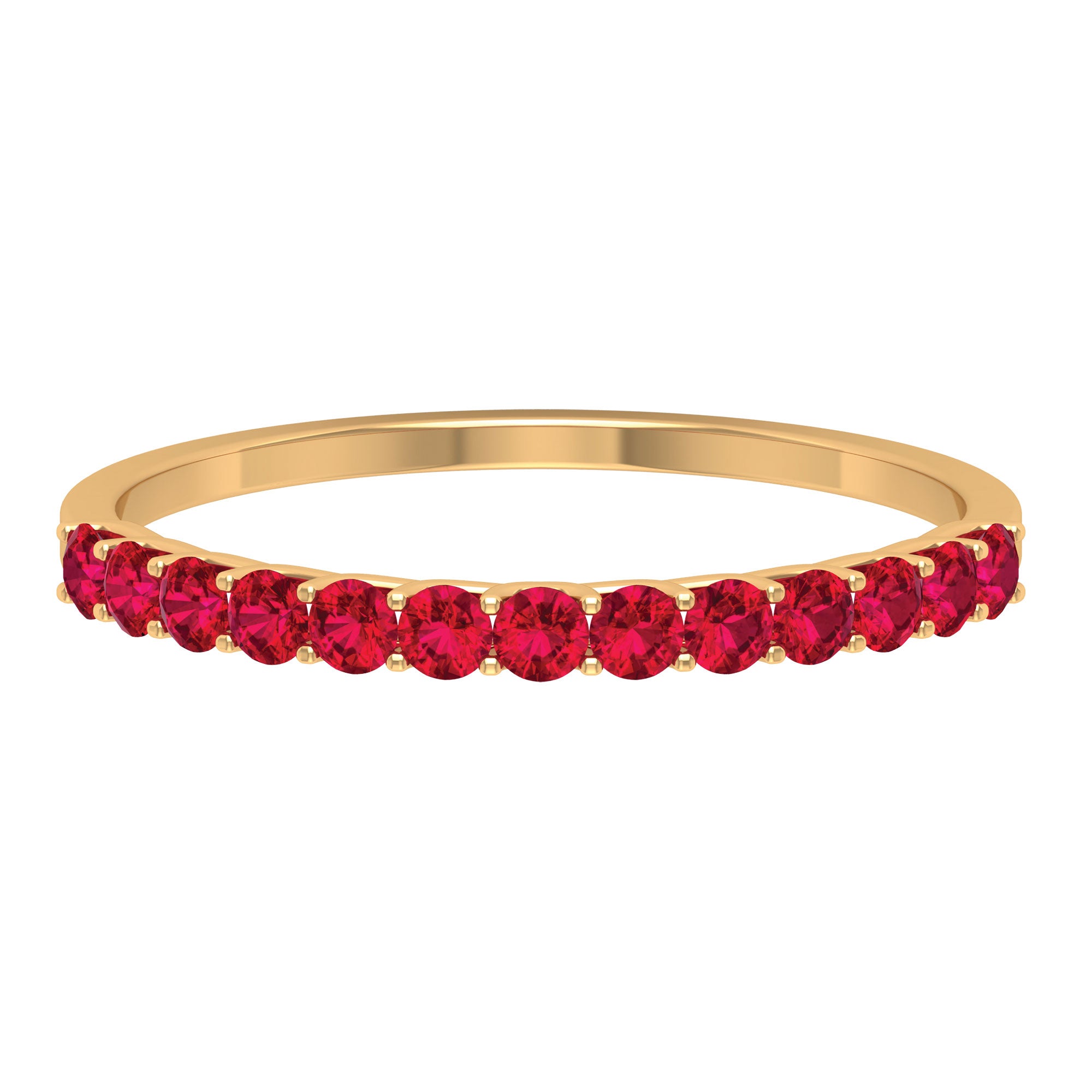 0.50 CT Round Cut Ruby Enhancer Stackable Ring Ruby - ( AAA ) - Quality - Rosec Jewels