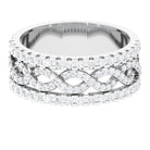 1 CT Designer Moissanite Twisted Wide Wedding Band in Gold Moissanite - ( D-VS1 ) - Color and Clarity - Rosec Jewels