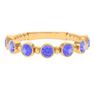 1 CT Bezel Set Tanzanite Half Eternity Ring with Gold Beaded Tanzanite - ( AAA ) - Quality - Rosec Jewels