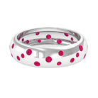 1 CT Scattered Ruby Silver Band Ring Ruby - ( AAA ) - Quality 92.5 Sterling Silver 9.5 - Rosec Jewels