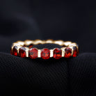 Simple Round Shape Garnet Full Eternity Ring in Bar Setting Garnet - ( AAA ) - Quality - Rosec Jewels