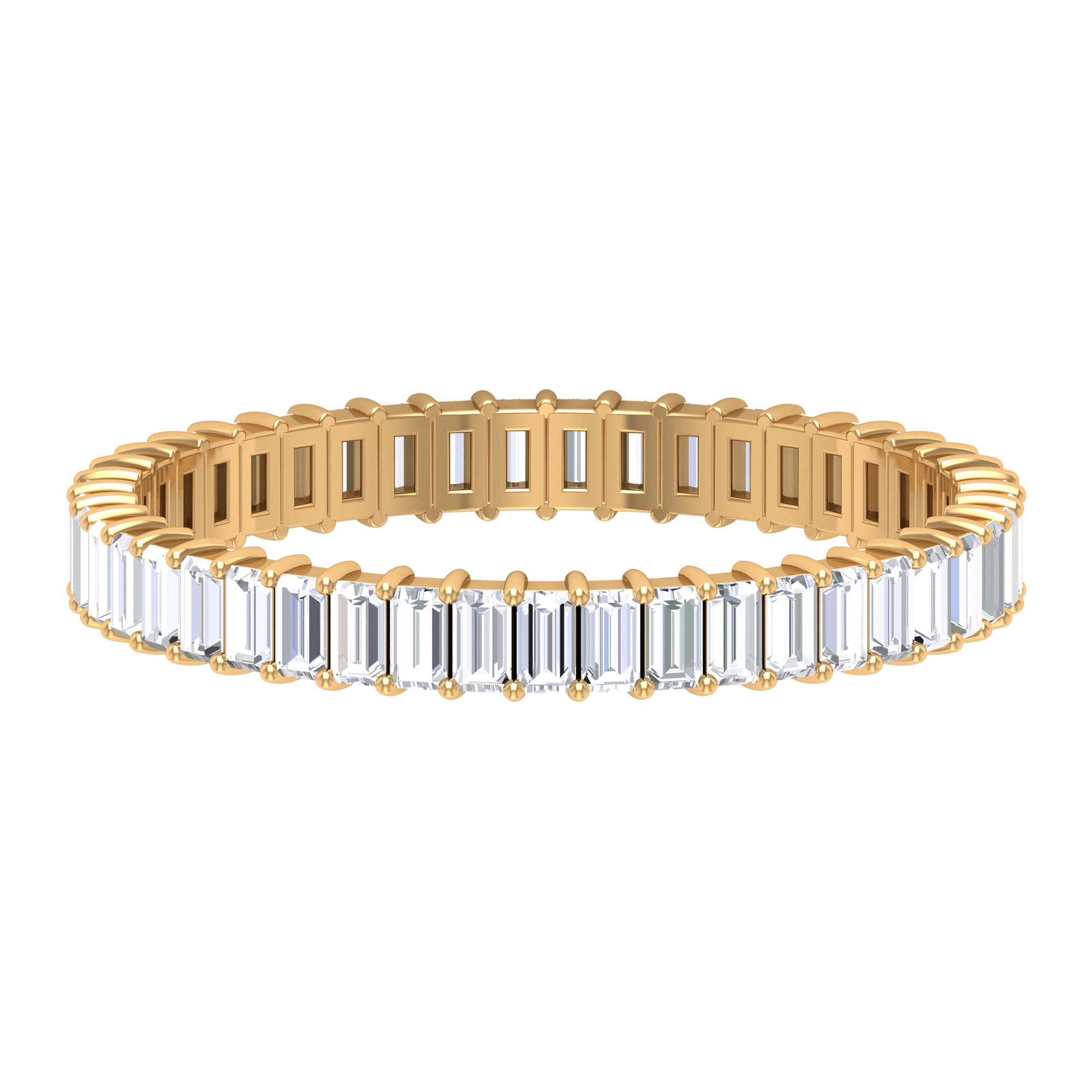 Baguette Cut Moissanite Eternity Ring in Shared Prong Setting Moissanite - ( D-VS1 ) - Color and Clarity - Rosec Jewels