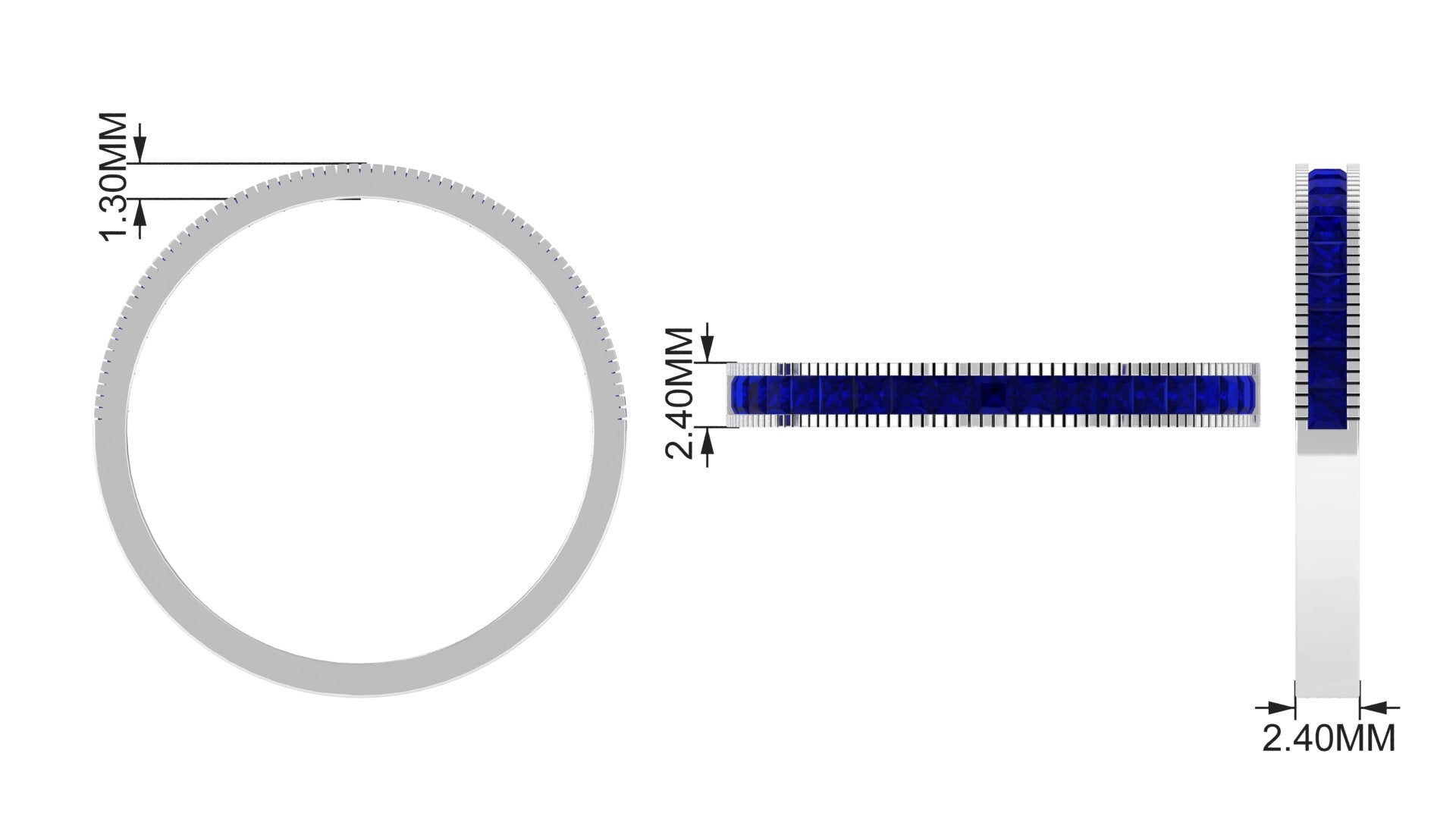 3/4 CT Blue Sapphire Half Eternity Band Ring in Channel Setting Blue Sapphire - ( AAA ) - Quality - Rosec Jewels