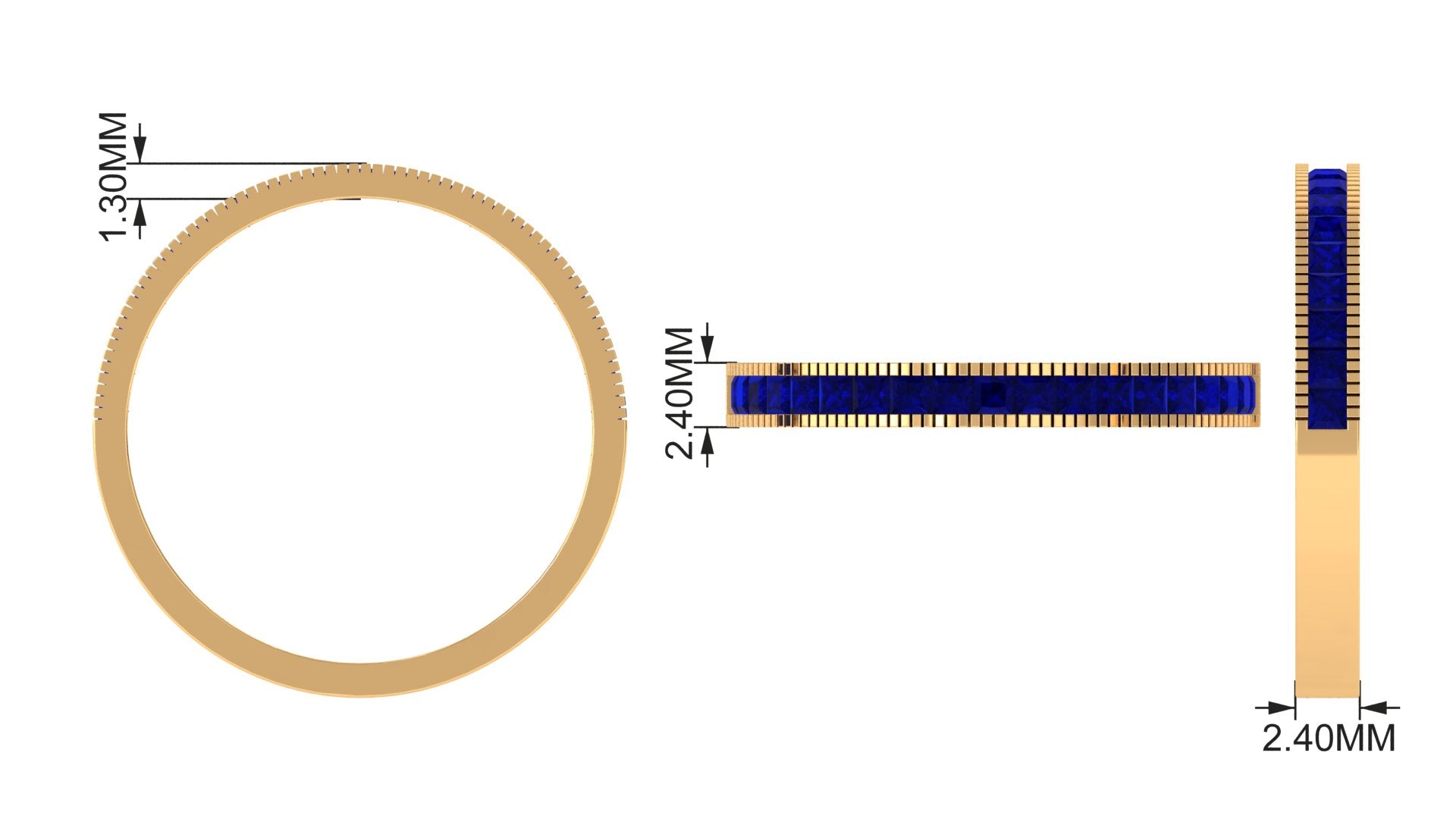 3/4 CT Blue Sapphire Half Eternity Band Ring in Channel Setting Blue Sapphire - ( AAA ) - Quality - Rosec Jewels