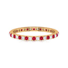 Ruby and Moissanite Full Eternity Stackable Ring Ruby - ( AAA ) - Quality - Rosec Jewels