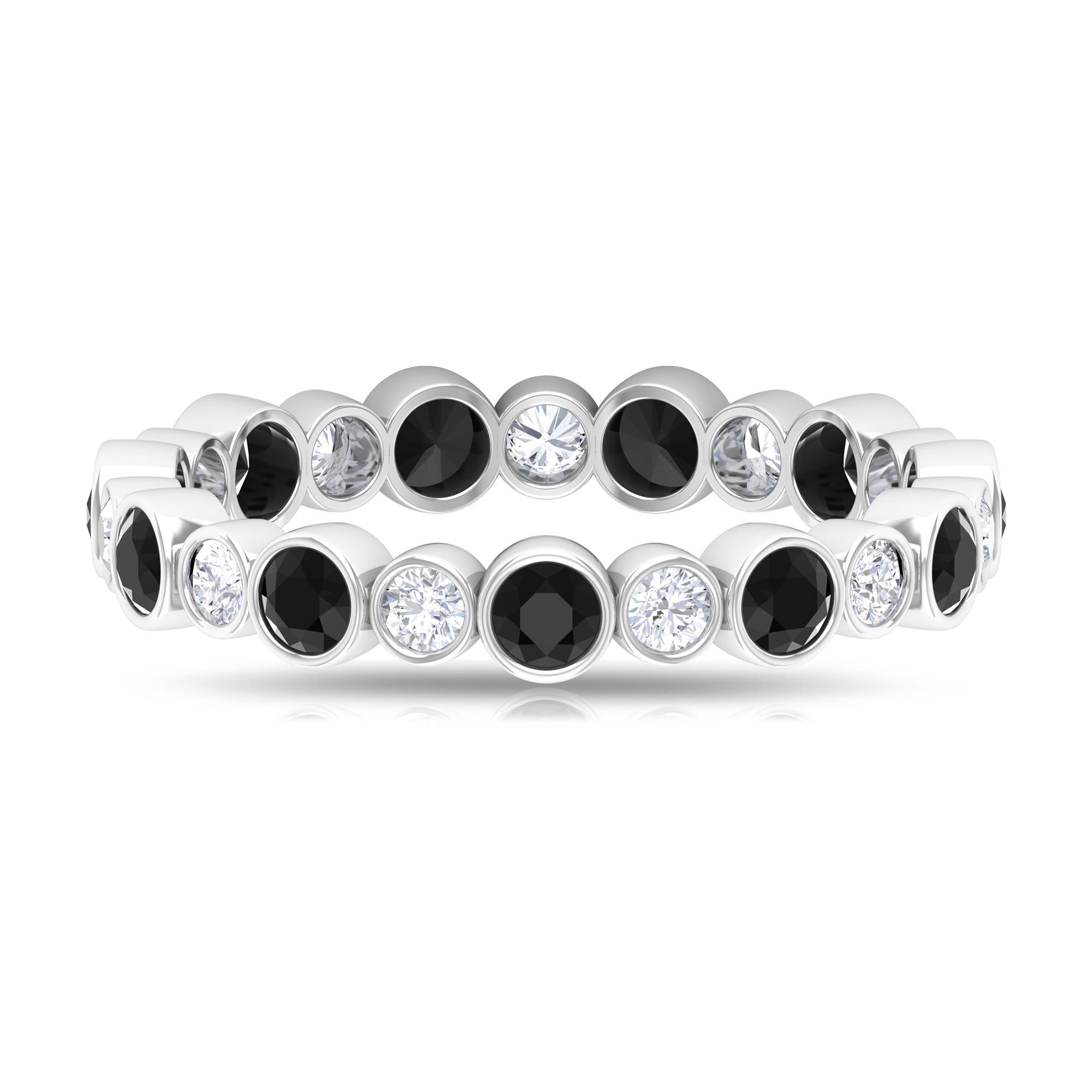 1.5 CT Alternate Black Diamond and Moissanite Uneven Eternity Band Ring Black Diamond - ( AAA ) - Quality - Rosec Jewels