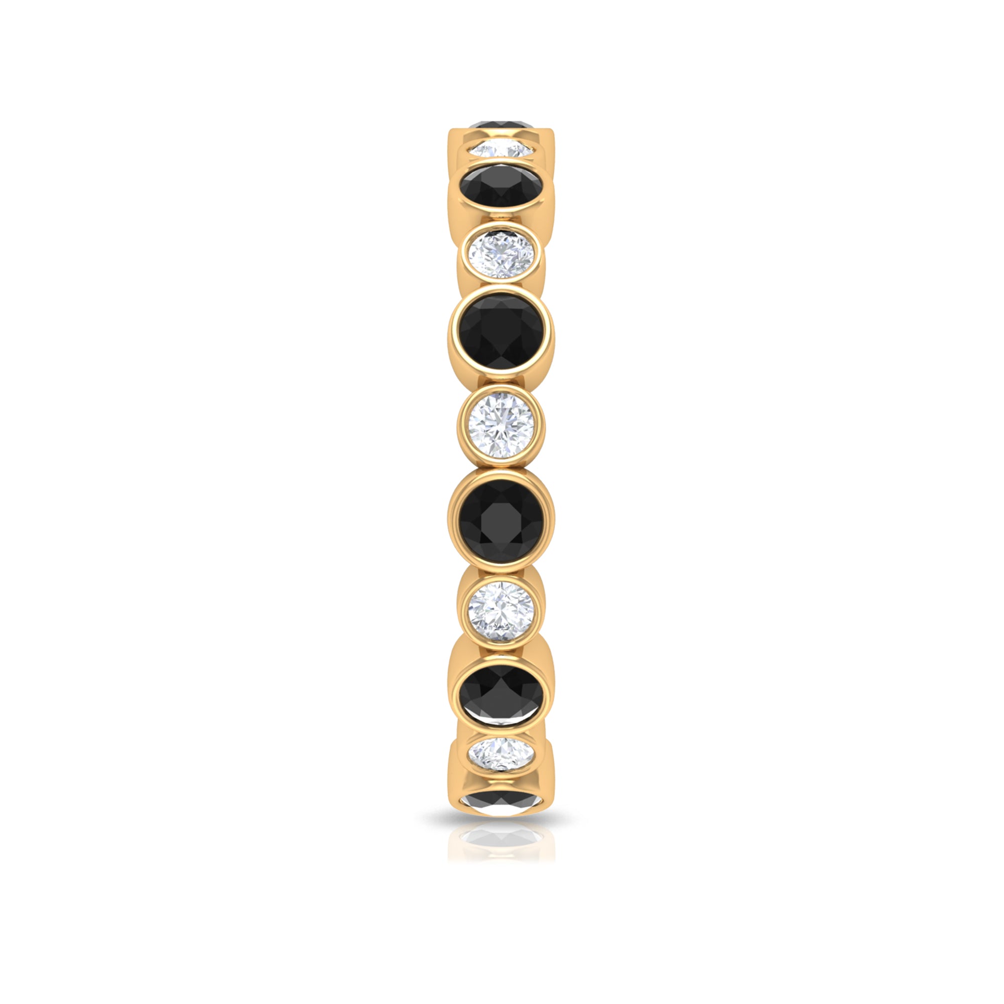 1.5 CT Alternate Black Diamond and Moissanite Uneven Eternity Band Ring Black Diamond - ( AAA ) - Quality - Rosec Jewels