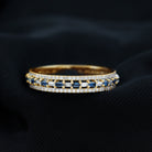 Baguette Cut Lab Grown Blue Sapphire and Moissanite Wedding Band Lab Created Blue Sapphire - ( AAAA ) - Quality - Rosec Jewels