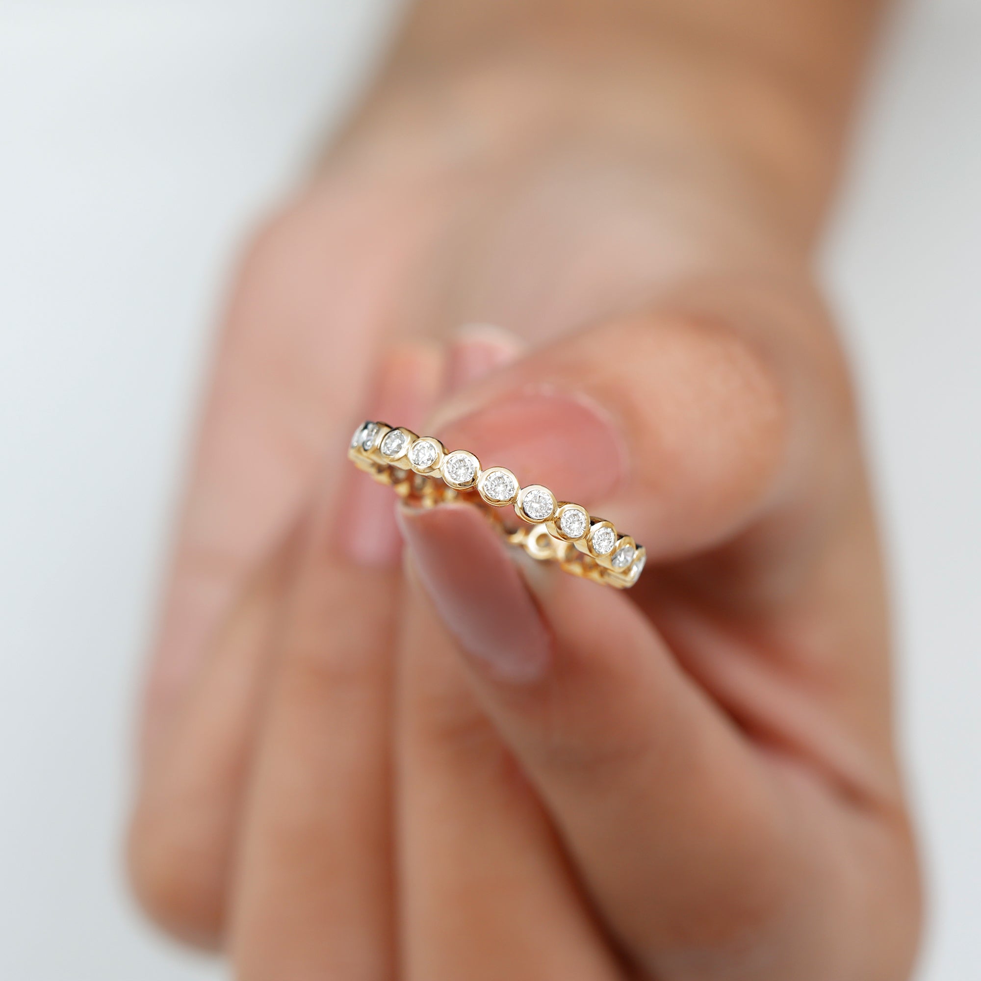 Real Diamond Eternity Ring in Bezel Setting Diamond - ( HI-SI ) - Color and Clarity - Rosec Jewels