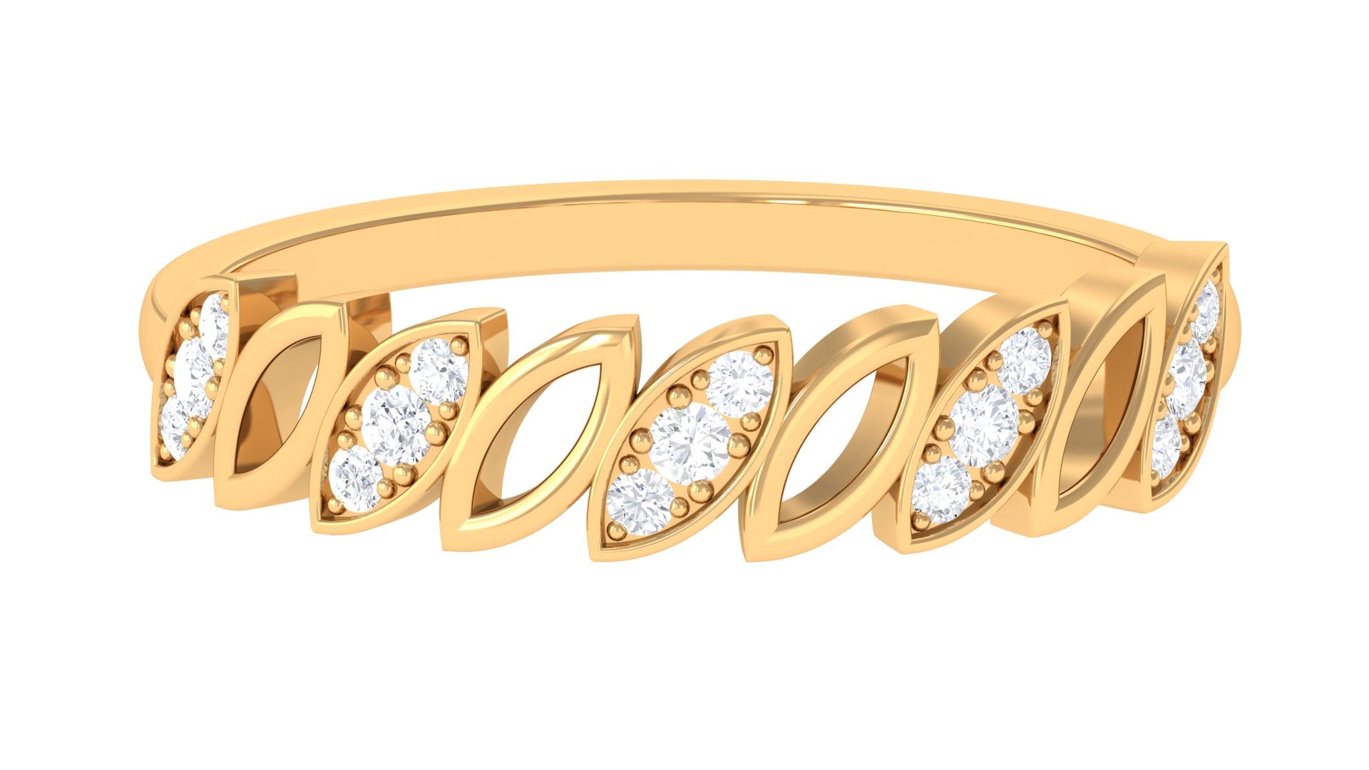 Real Diamond Marquise Half Eternity Band in Gold Diamond - ( HI-SI ) - Color and Clarity - Rosec Jewels