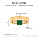 Princess Cut Lab Grown Emerald and Diamond Wedding Band Ring Lab Created Emerald - ( AAAA ) - Quality - Rosec Jewels