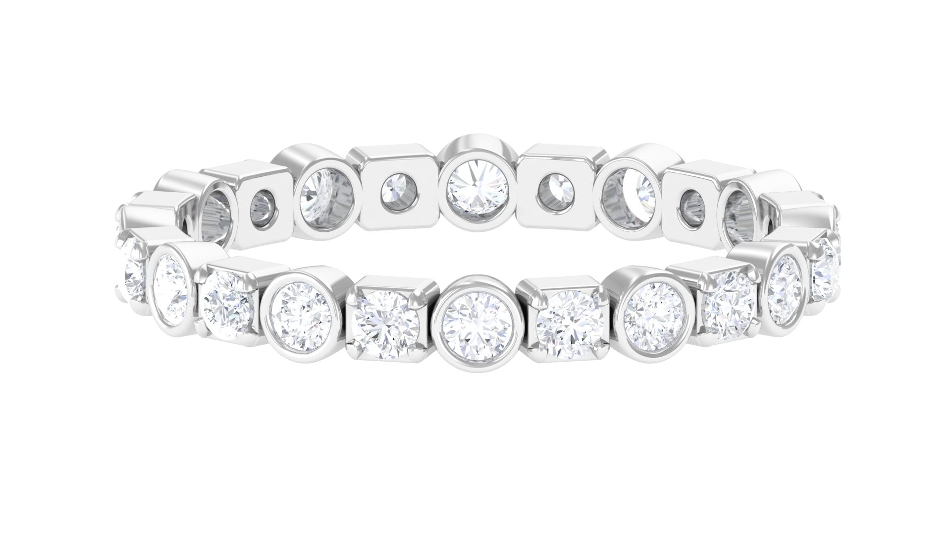 Round Moissanite Eternity Ring Moissanite - ( D-VS1 ) - Color and Clarity - Rosec Jewels