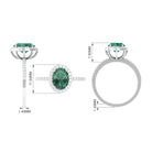 Oval Cut Created Green Sapphire and Diamond Halo Ring Lab Created Green Sapphire - ( AAAA ) - Quality - Rosec Jewels