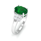 Oval Created Emerald Engagement Ring with Diamond Collar Lab Created Emerald - ( AAAA ) - Quality - Rosec Jewels