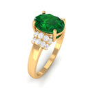 Oval Created Emerald Engagement Ring with Diamond Collar Lab Created Emerald - ( AAAA ) - Quality - Rosec Jewels