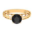 Round Lab Grown Black Diamond Solitaire Ring Lab Created Black Diamond - ( AAAA ) - Quality - Rosec Jewels