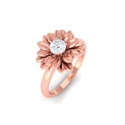 Round Shape Real Diamond Flower Engagement Ring Diamond - ( HI-SI ) - Color and Clarity - Rosec Jewels