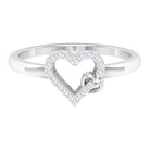 Certified Diamond Open Heart Promise Ring Diamond - ( HI-SI ) - Color and Clarity - Rosec Jewels