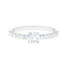 Round Moissanite Side Stone Engagement Ring Moissanite - ( D-VS1 ) - Color and Clarity - Rosec Jewels