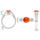 Lab Created Orange Sapphire and Moissanite Engagement Ring Lab Created Orange Sapphire - ( AAAA ) - Quality - Rosec Jewels