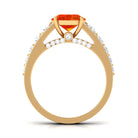 Lab Created Orange Sapphire and Moissanite Engagement Ring Lab Created Orange Sapphire - ( AAAA ) - Quality - Rosec Jewels