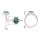 Vintage Style Lab Grown Green Sapphire Engagement Ring with Diamond Lab Created Green Sapphire - ( AAAA ) - Quality - Rosec Jewels