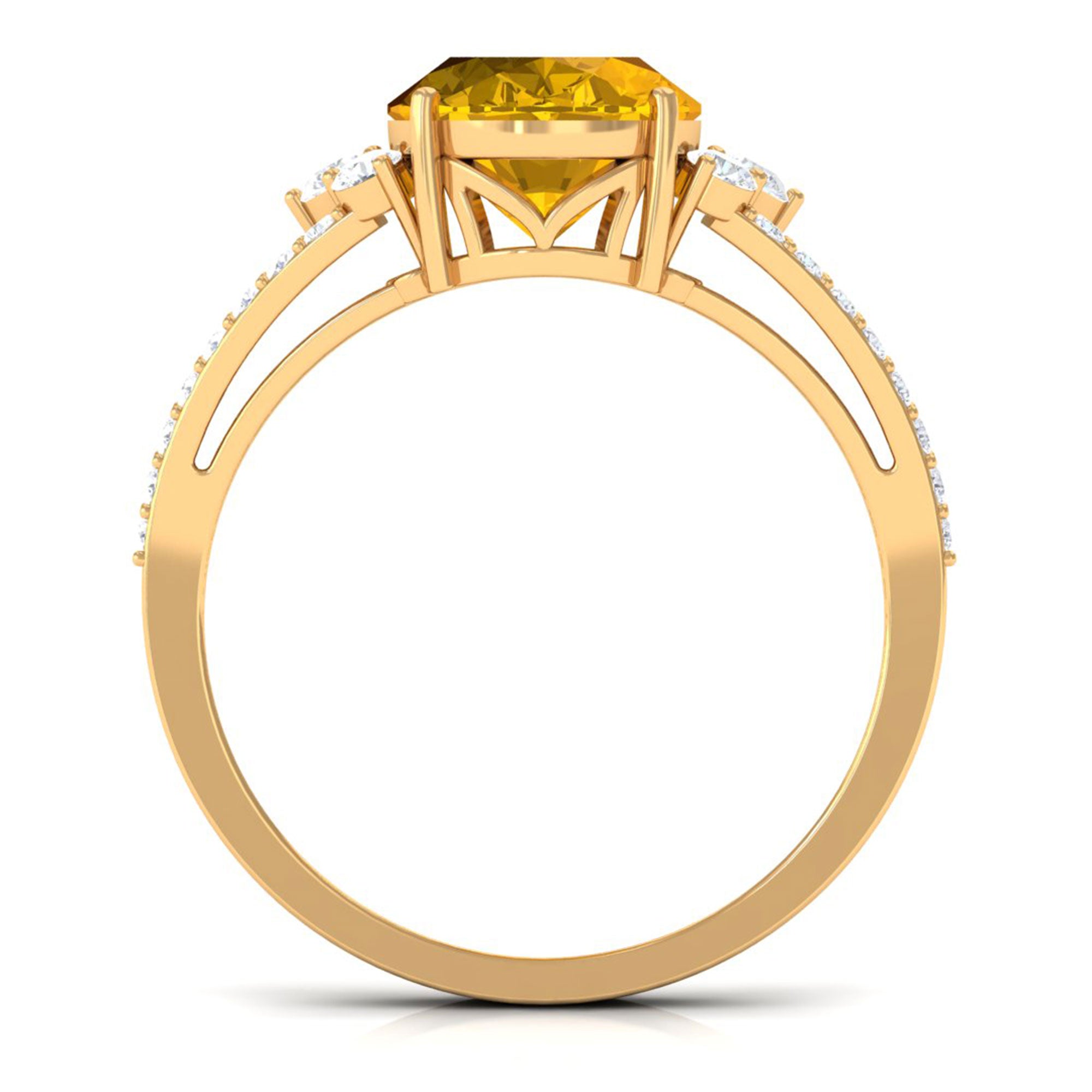 Lab Grown Yellow Sapphire Oval Engagement Ring With Moissanite Lab Created Yellow Sapphire - ( AAAA ) - Quality - Rosec Jewels