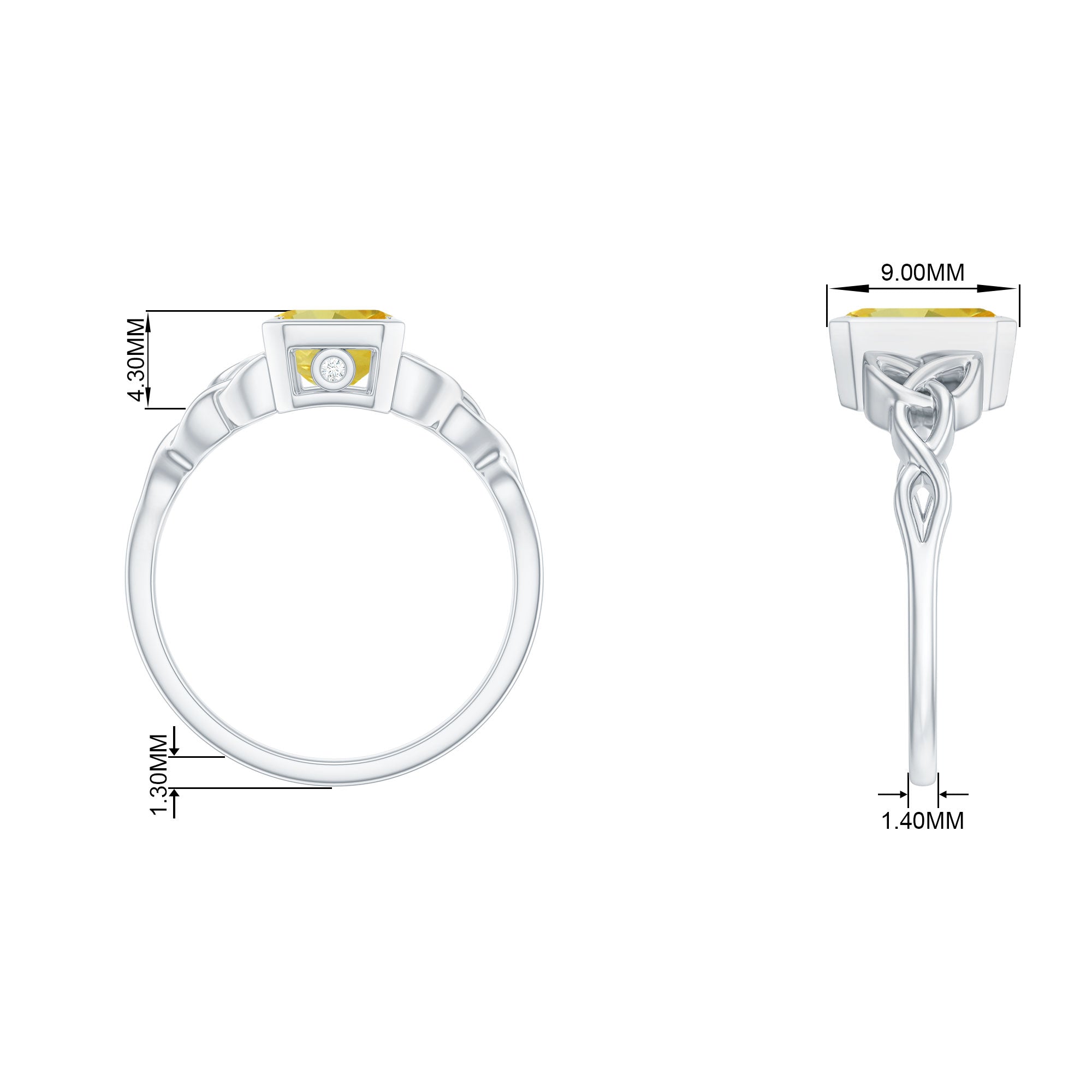 Lab Created Yellow Sapphire Engagement Ring with Diamond Lab Created Yellow Sapphire - ( AAAA ) - Quality - Rosec Jewels