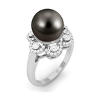 Natural Tahitian Pearl Flower Cocktail Ring with Diamond Tahitian pearl - ( AAA ) - Quality - Rosec Jewels