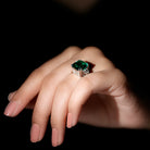 Cushion Cut Created Emerald Engagement Ring with Diamond Trio Lab Created Emerald - ( AAAA ) - Quality - Rosec Jewels